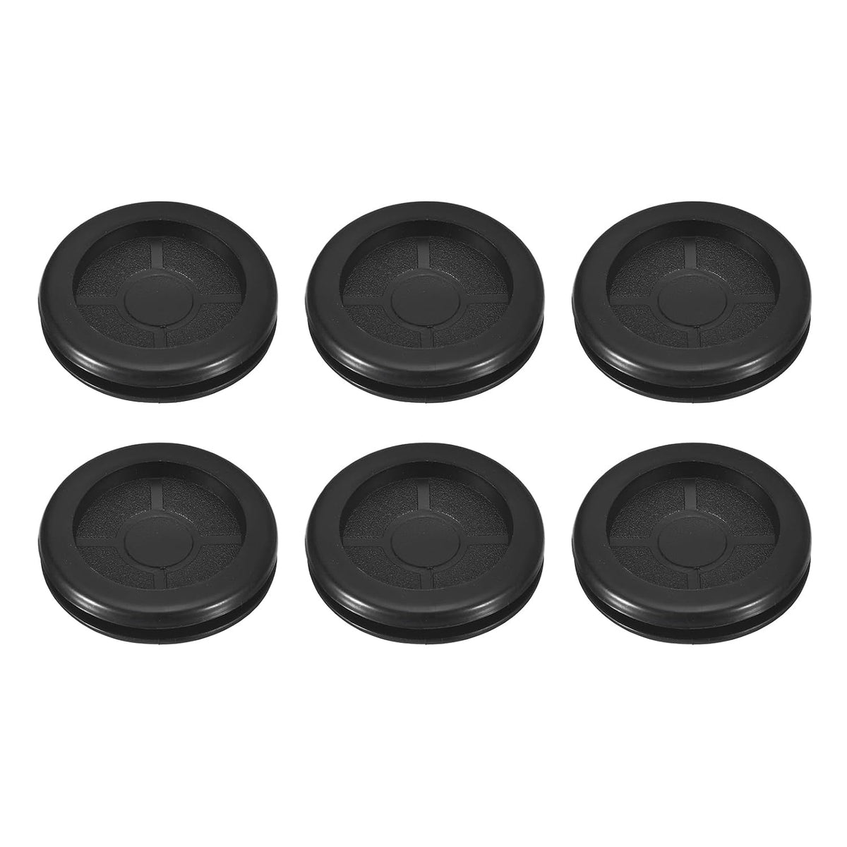 6Pcs Rubber Grommets 1-2/8" (32mm) Drill Hole, 1-1/4" (29mm) ID Double Sided Hole Plugs Ring Gasket for Firewall Cable Wire Protecting, Black