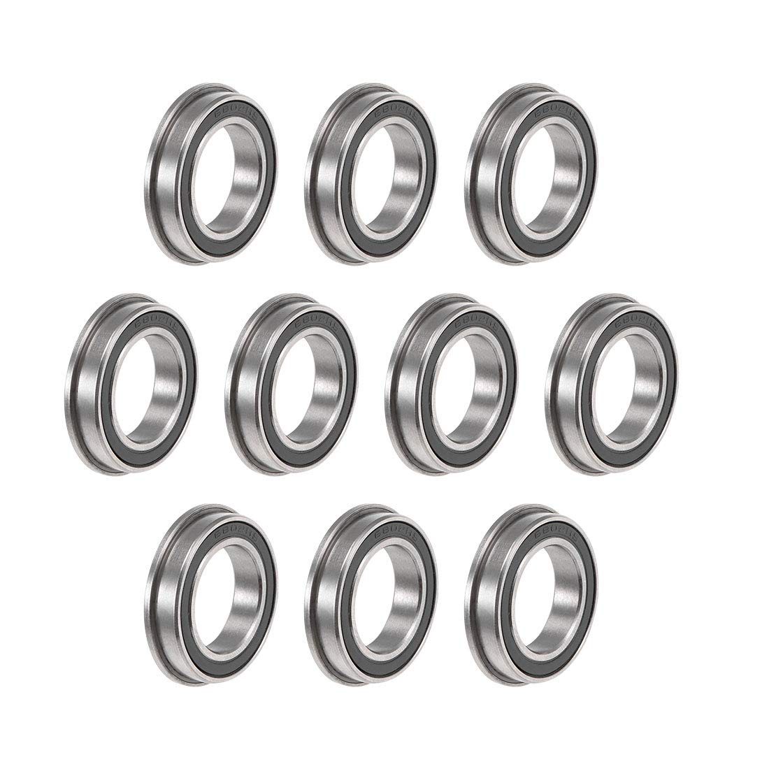 F6802-2RS Flanged Ball Bearing 15x24x5mm Sealed Chrome Steel Flange Rip Bearings 10pcs
