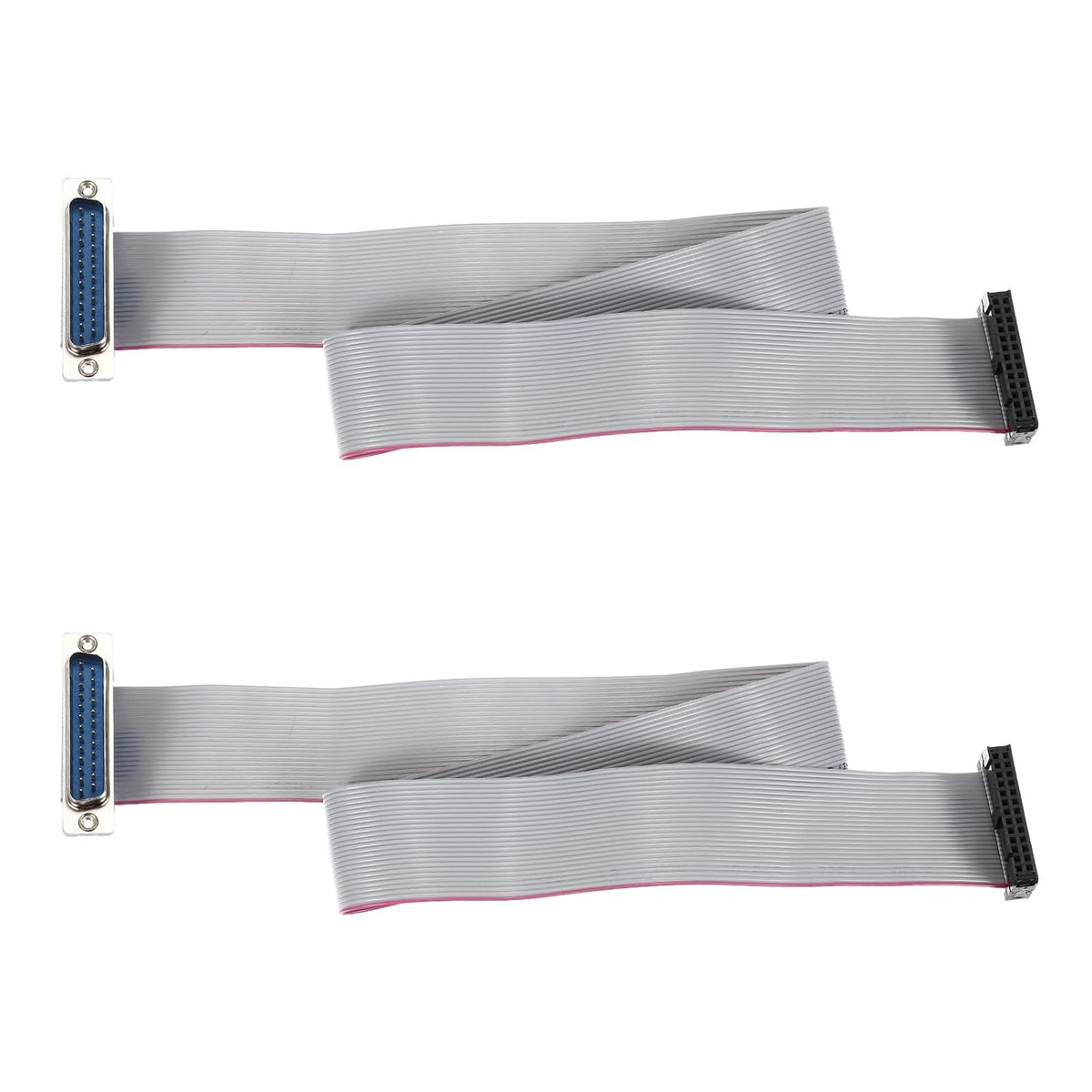 IDC Wire Flat Ribbon Cable DB25 Male to FC-26 Female Connector 2.54mm Pitch 50cm Length 2pcs