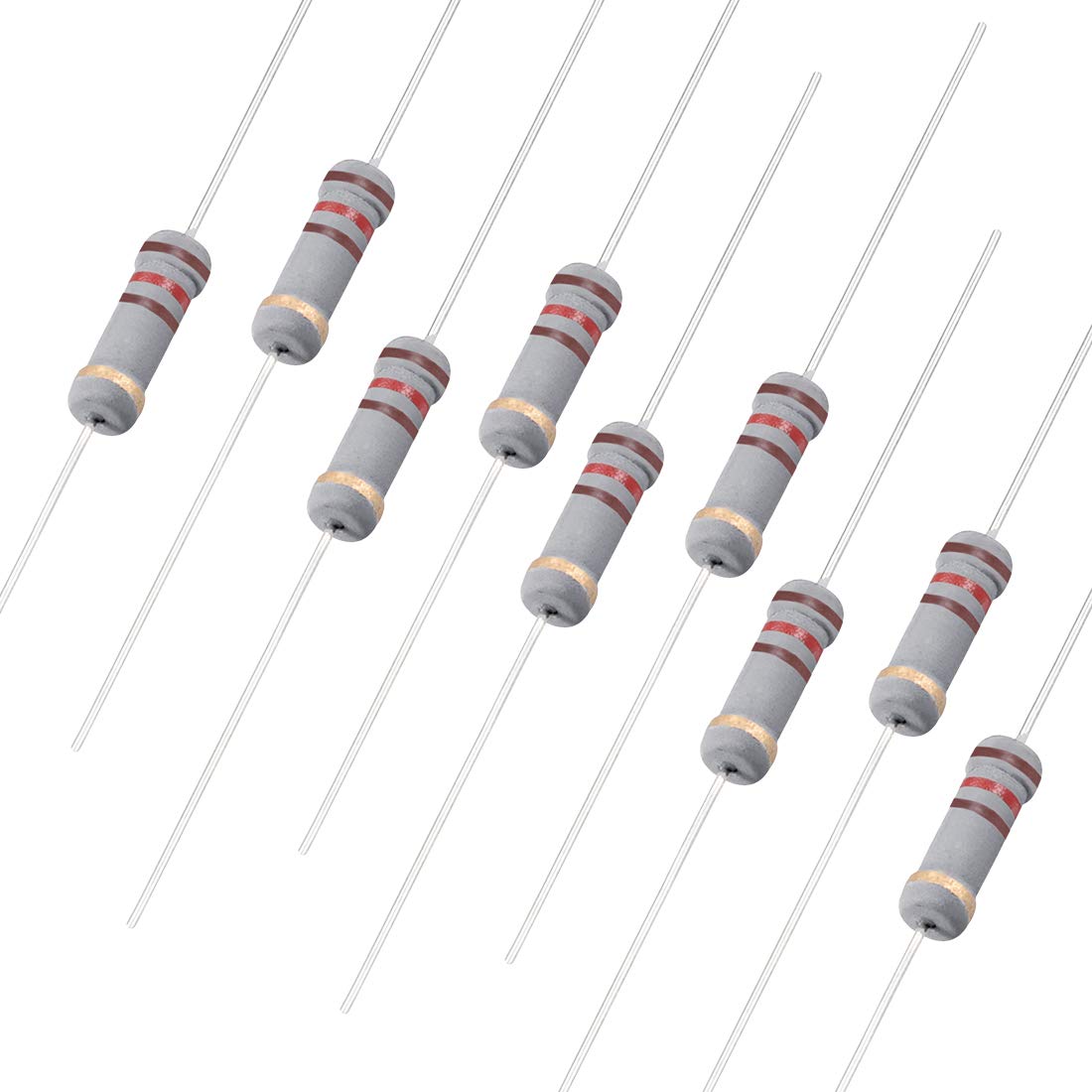100Pcs 120 Ohm Resistor, 1W 5% Tolerance Carbon Film Resistors, 4 Bands for DIY Electronic Projects and Experiments