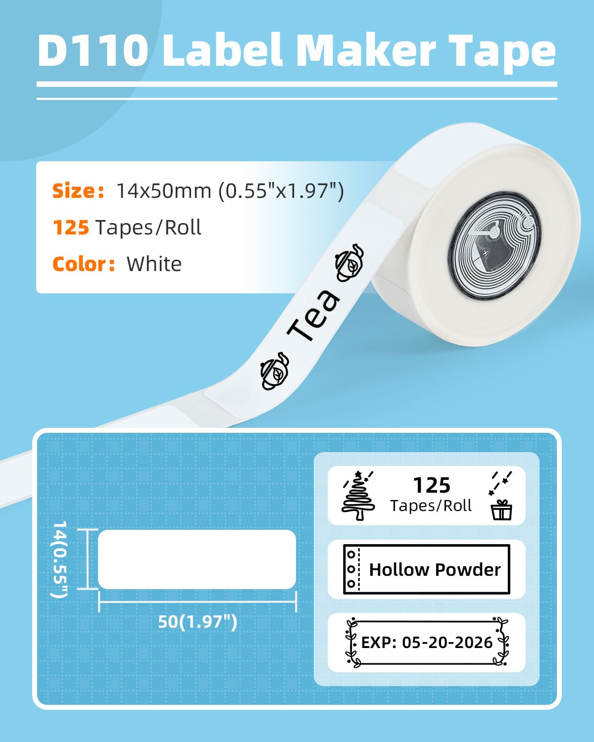 Cinta de etiquetadora compatible con NIIMBOT D11/D110 Label Maker
