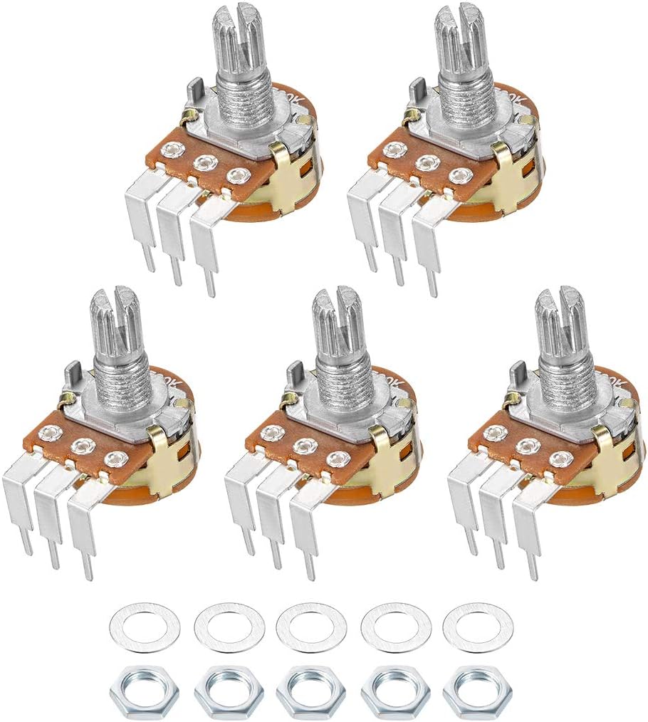 WH148 Potentiometer with Switch 100K Ohm Variable Resistors Single Turn Rotary Carbon Film Taper 5pcs