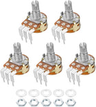 WH148 Potentiometer with Switch 100K Ohm Variable Resistors Single Turn Rotary Carbon Film Taper 5pcs