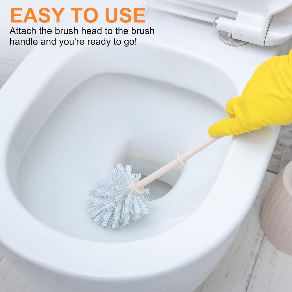 5 Pcs Toilet Bowl Brush Replacement Head 15mm, Toilet Scrub Brush Cleaning Round Ball Shaped Toilet Brushes Heads White