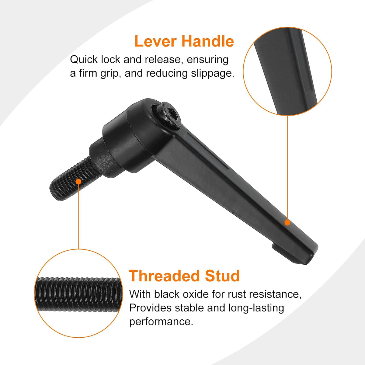 3Pcs M8 x 20mm Kuncit Dapat Disesuaikan Handle Laki-Laki Bantalan Putar Tombol Tekan Ratchet Penguncian Cepat untuk Mesin Lathe, Hitam