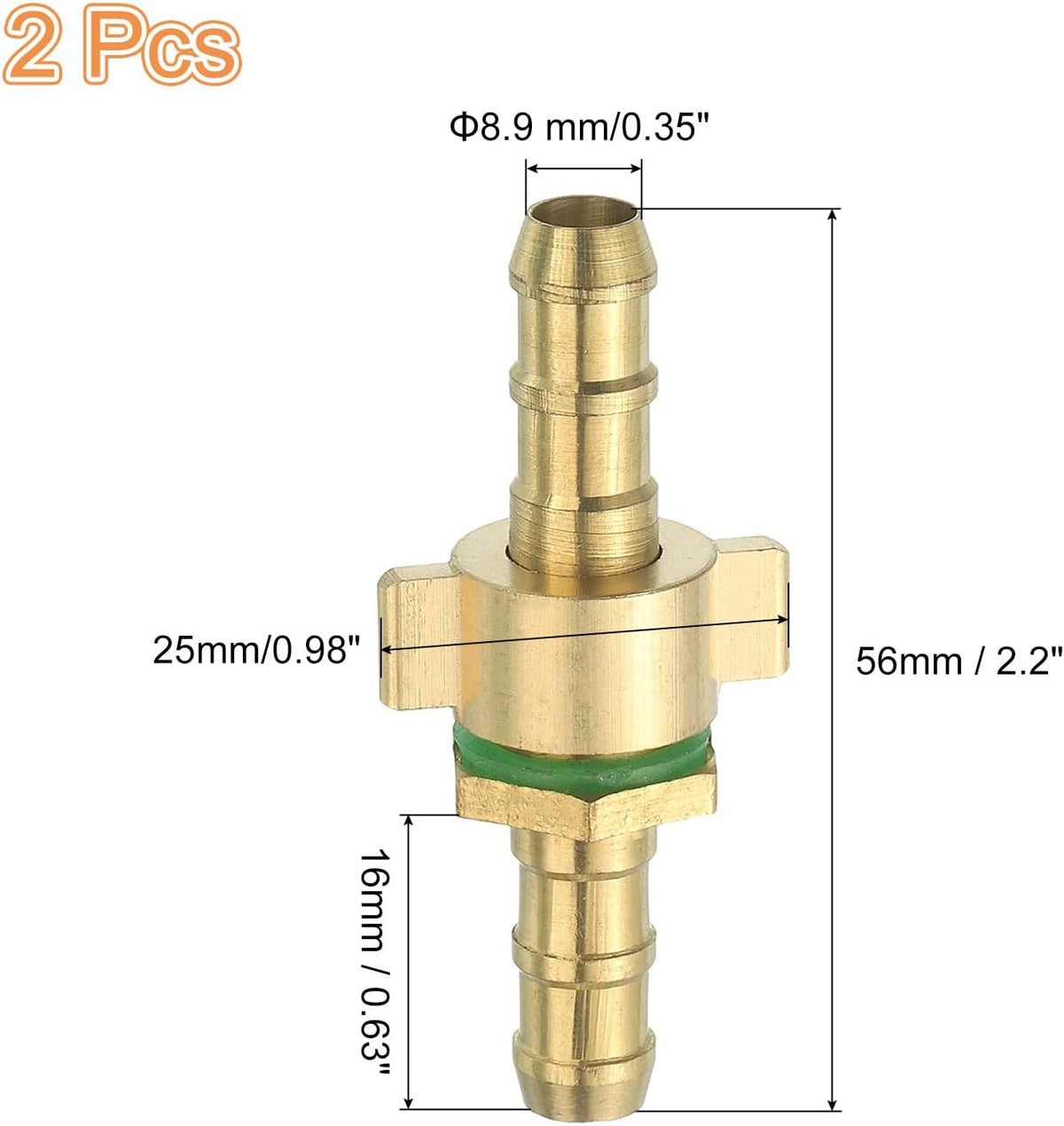 2 stk. Bronse rørkobling rett forbindelse koppel 3/8" ID bronse forbindelse luft rørkoblinger for å koble vann brannstoffer luft, olje rør