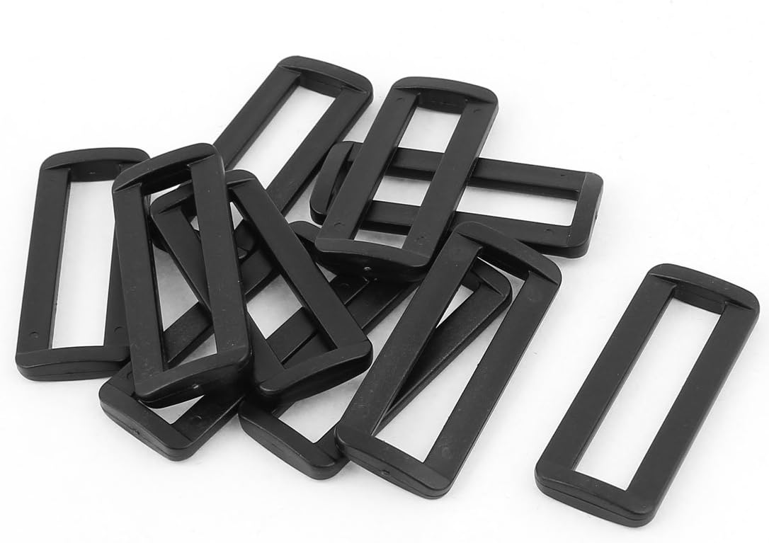 LinkMejor Plastic Bag Bar Slides Buckles 10 Pcs Black for 50mm Webbing Strap