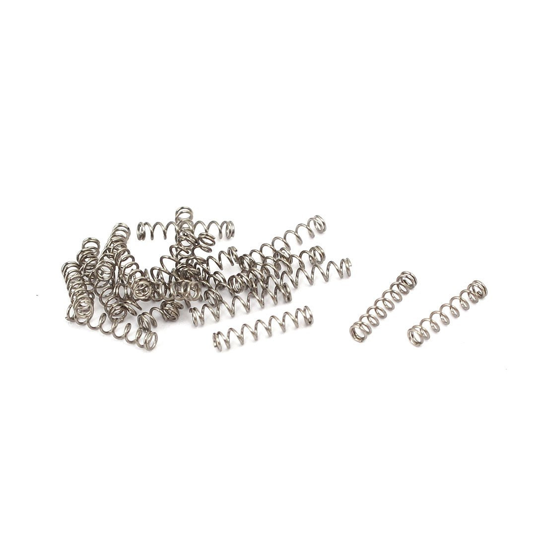 Compression Spring,304 Stainless Steel,2mm OD,0.3mm Wire Size,10mm Free Length,Silver Tone,20Pcs