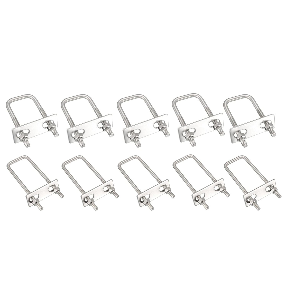 Square U-Bolts 1-1/4"(30mm) Inner Width 4Pcs 304 Stainless Steel M6 with Nuts Frame Straps