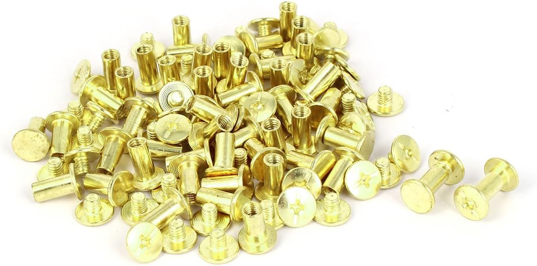5mmx10mm Brass Plated Chicago Screws Binding Posts Docking Rivet 50pcs