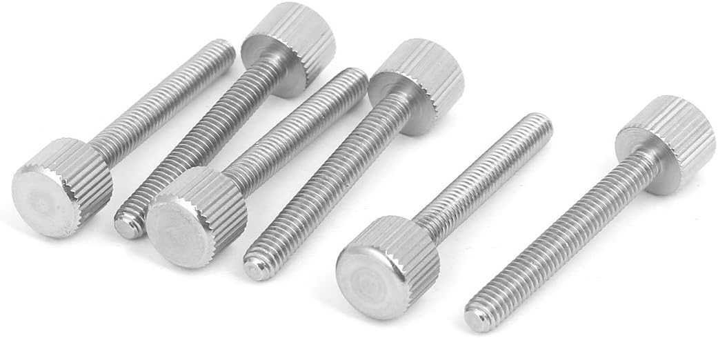Computer PC Case M4 x 30mm Stainless Steel Flat Head Knurled Thumb Screw 6pcs