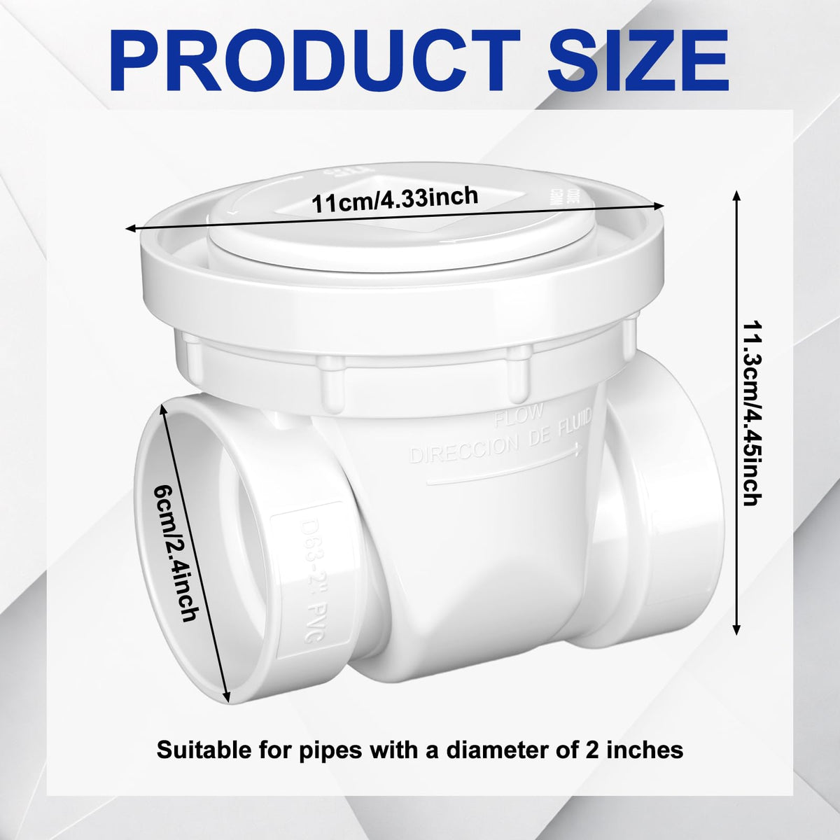LinkMejor 1 Pcs 2 Inch Backwater Valve White PVC Backflow Preventer