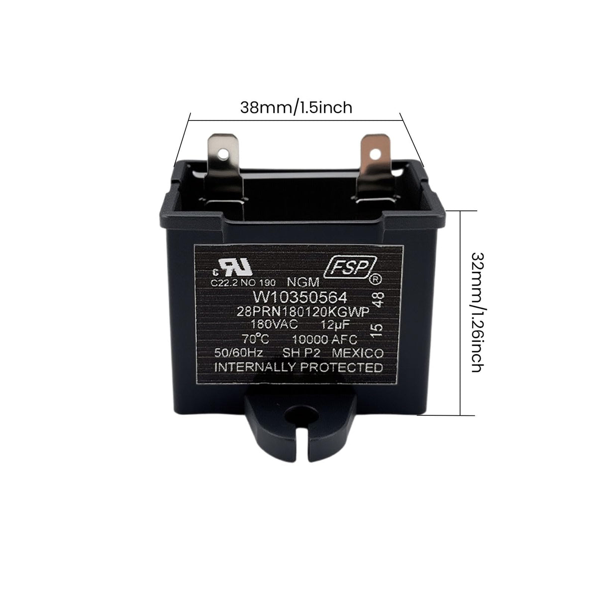 12uF 180VAC Capacitor de rulare pentru frigider W10350564 WPW10350564 înlocuitor