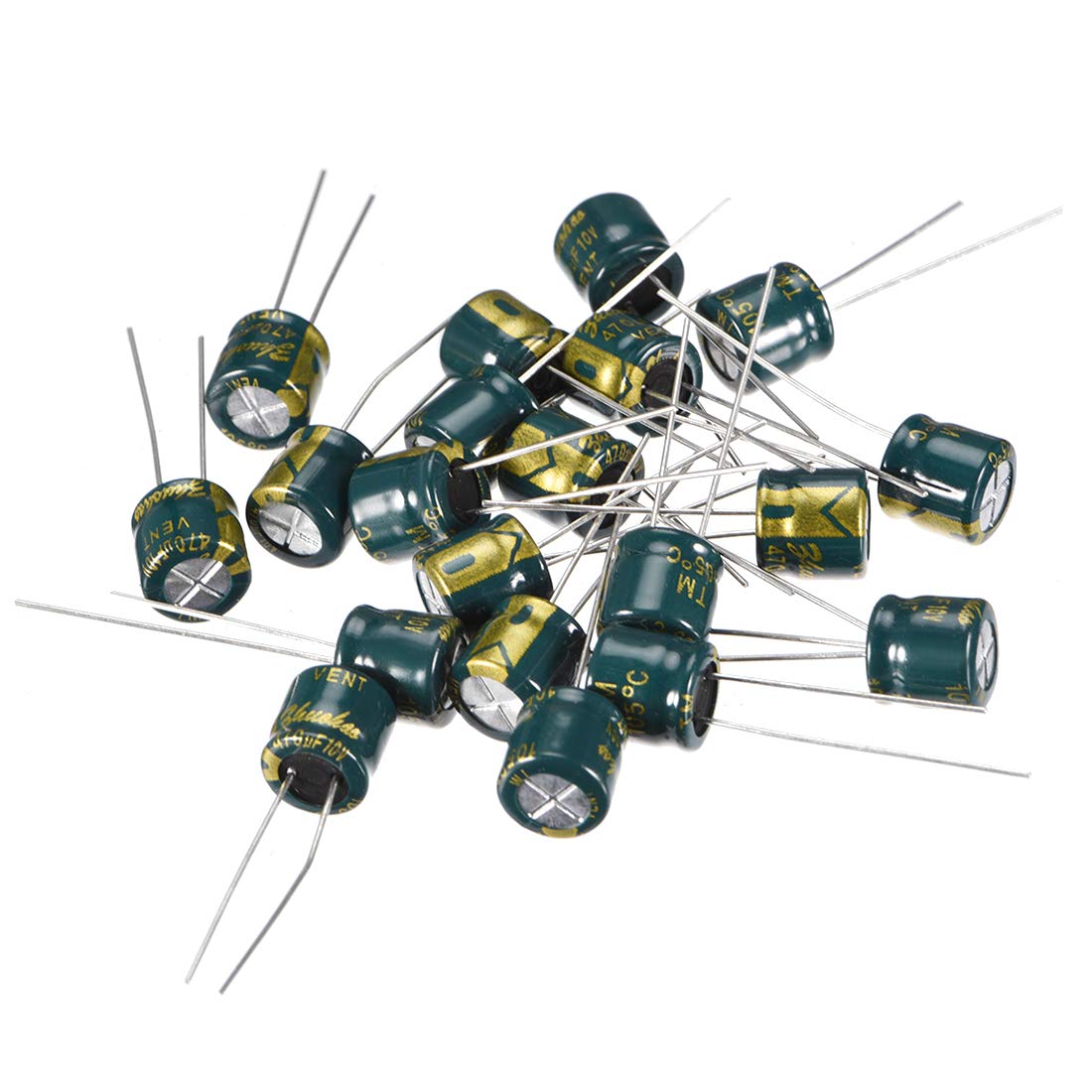 Aluminum Radial Electrolytic Capacitor Low ESR Green with 470uF 10V 105 Celsius Life 3000H 8x7 mm High Ripple Current,Low Impedance 20pcs