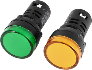 2 Pcs AD16-22D/S Green Yellow LED Pilot Light Panel Indicator Lamp 22mm DC 24V 20mA