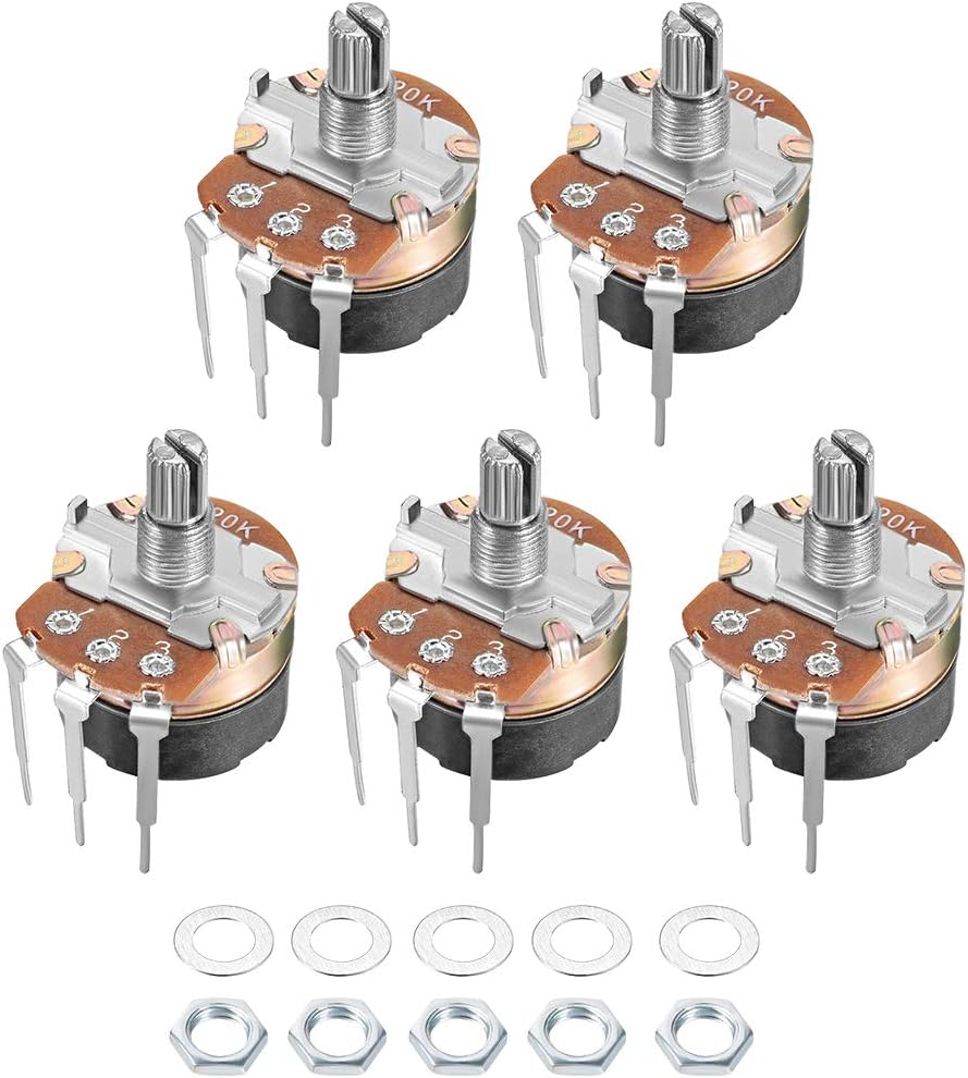 WH138 Potentiometer with Switch 20K Ohm Variable Resistors Single Turn Rotary Carbon Film Taper 5pcs