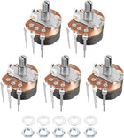 WH138 Potentiometer with Switch 20K Ohm Variable Resistors Single Turn Rotary Carbon Film Taper 5pcs