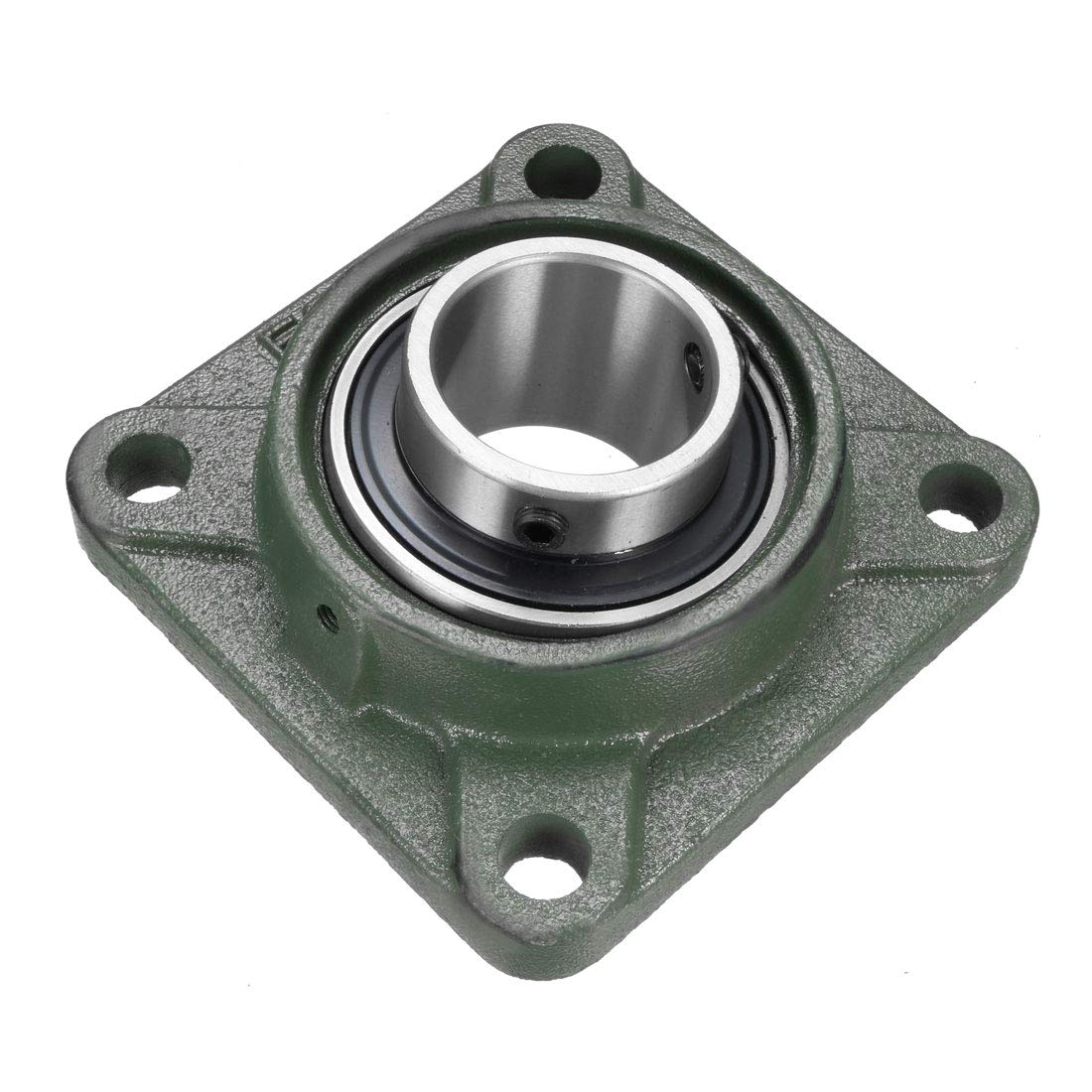 UCF210 Square Flanged Pillow Block Bearing, 50mm Bore Diameter, Cast Iron/Chrome Steel, Set Screw Lock