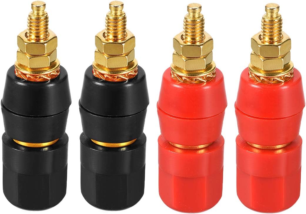 2 Pasang Terminal Post Bantuan, Konektor Speaker Power Amplifier M5 Thread, Jack Soket Banana Plug Panjang 2-inch