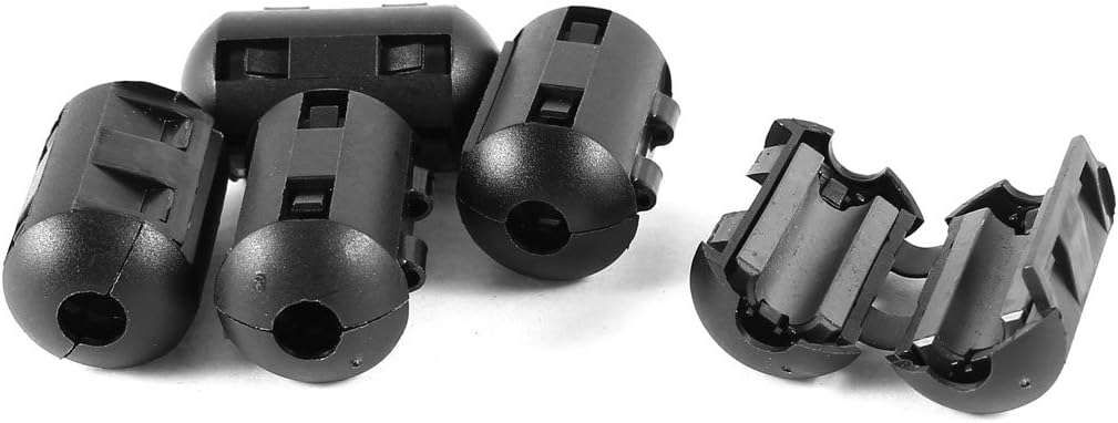 5pcs UF50B Ferrite Ring Core Ferrite Beads Clip RFI EMI Noise Anti-Interference Cable Clip for 5mm Diameter Cable, Black