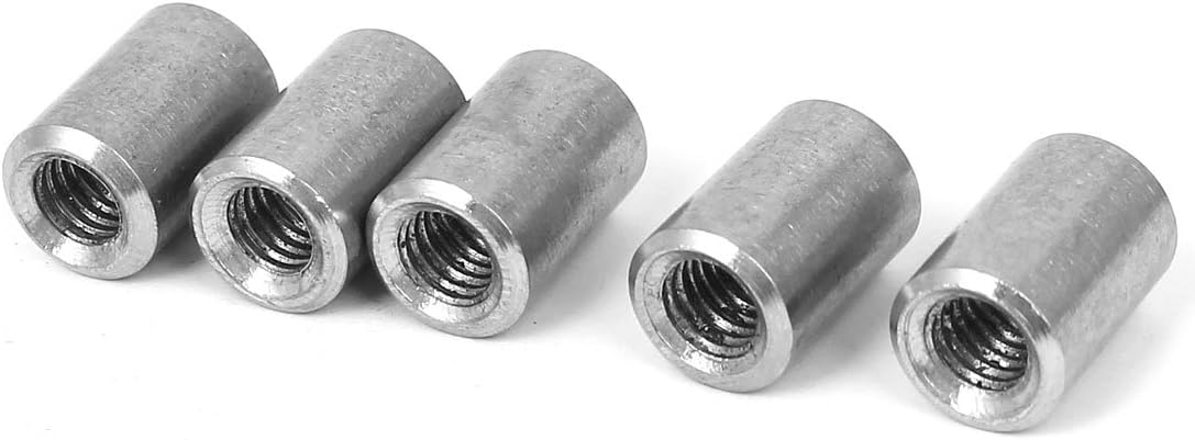 M6 Threaded Insert Tube Adapter 304 Stainless Steel Round Connector Nuts 5pcs