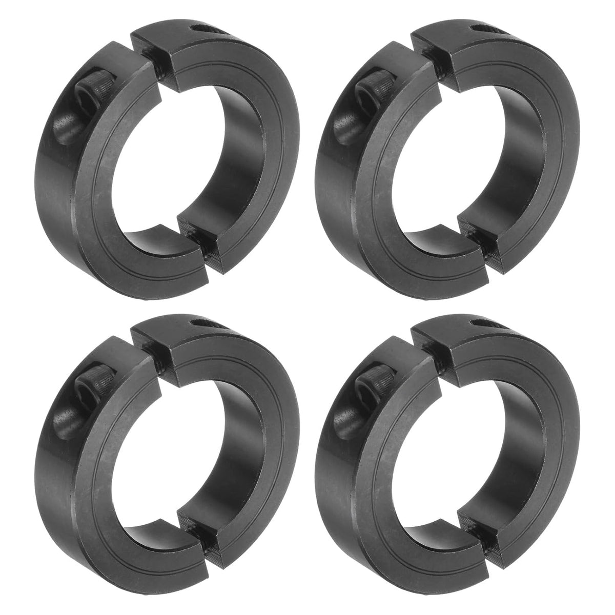 4pcs Double Split Clamp-On Shaft Collar for 1-3/4" Shaft, Two-Piece Clamping Collar, 2-3/4" OD, 11/16" Thick, #45 Steel Axle Collar Clamp, Set Screw Style