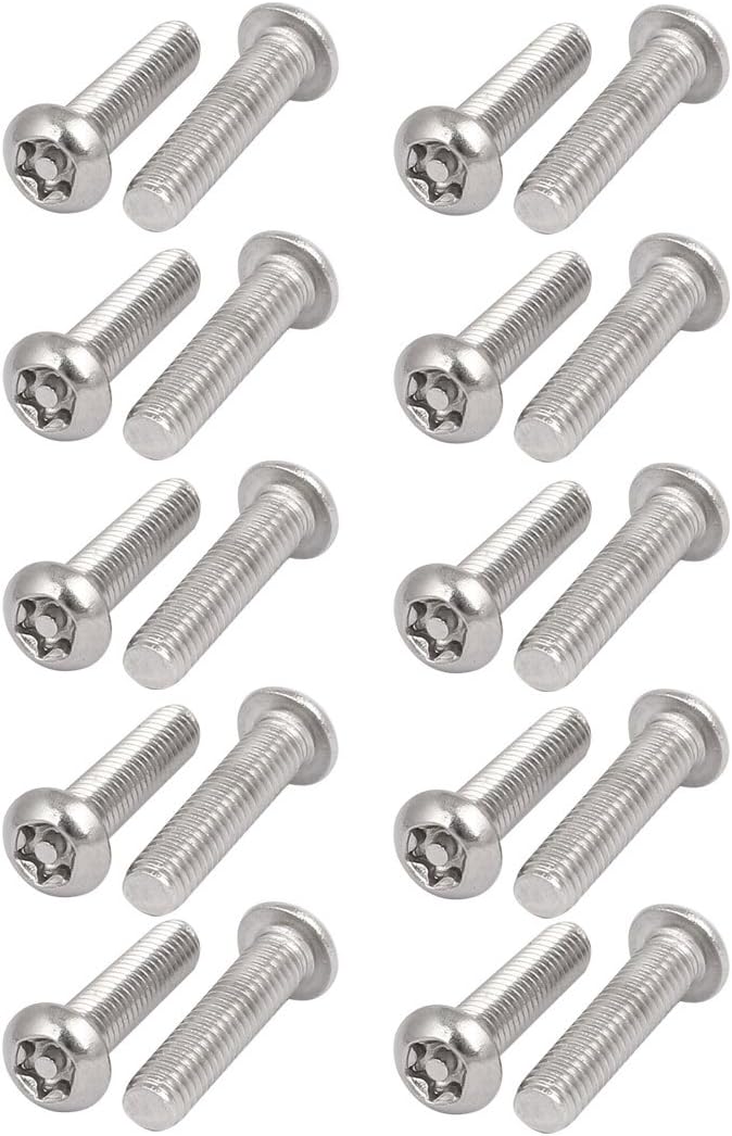 M6x25mm 304 Stainless Steel Button Head Torx Security Tamper Proof Screws 20pcs