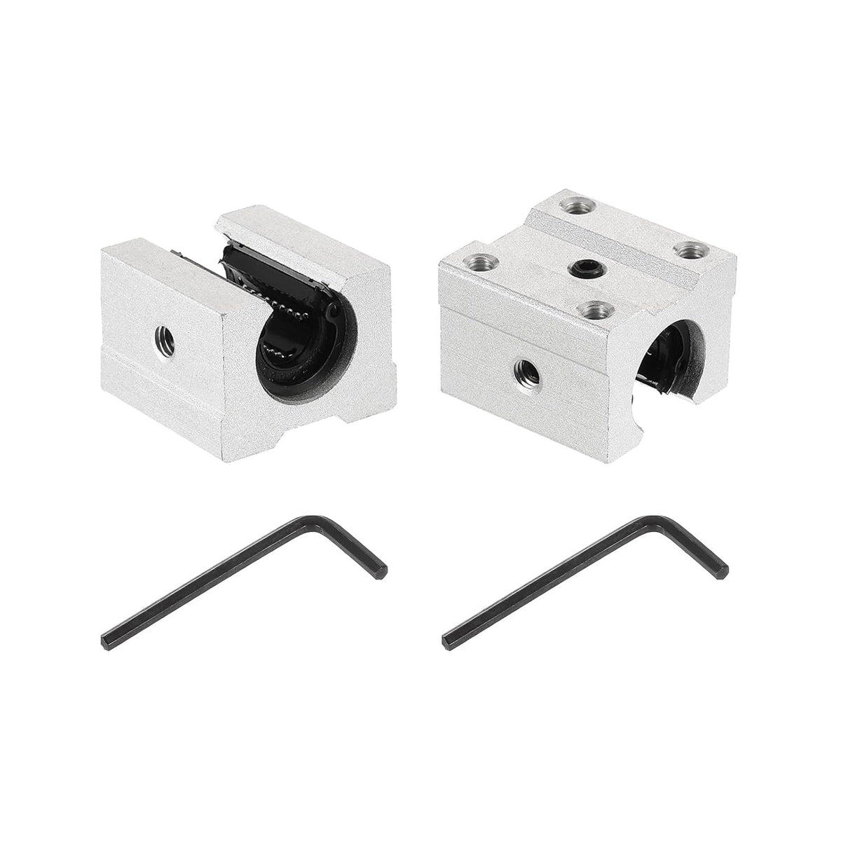 2pcs SBR12UU Linear Bearing Block 12mm Open Slide Bearing Long Block for SBR12 Linear Motion Shaft Guides Slide Rails as 3D Printer CNC Router Part, Silver Tone