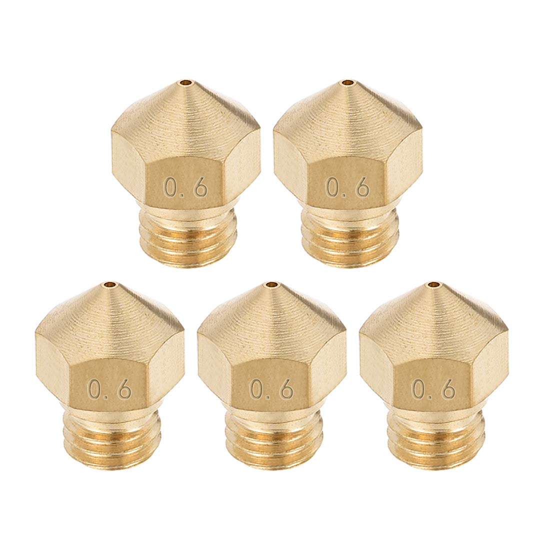 5pcs 3D Printer Nozzle,Brass Nozzle 0.6mm,Extruder Print Head for Filament 1.75mm M7 3D Printer