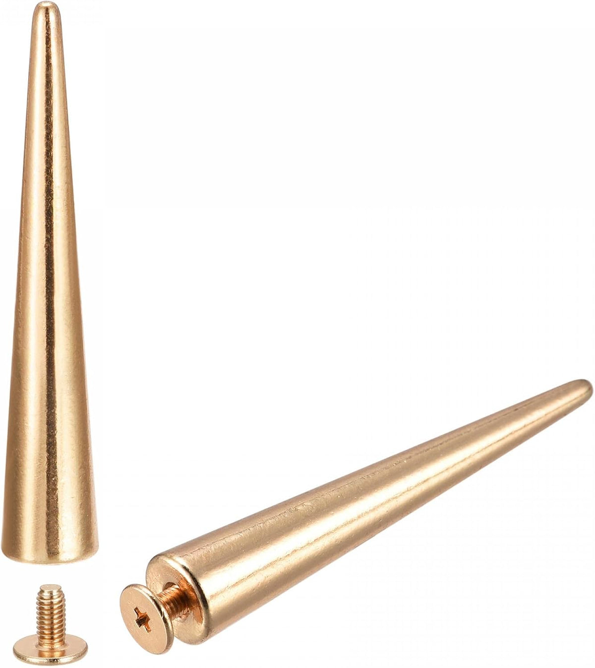 LinkMejor 10x55mm Screw Back Rivets, 15 Sets Solid Leather Studs Spike for DIY Gold Tone