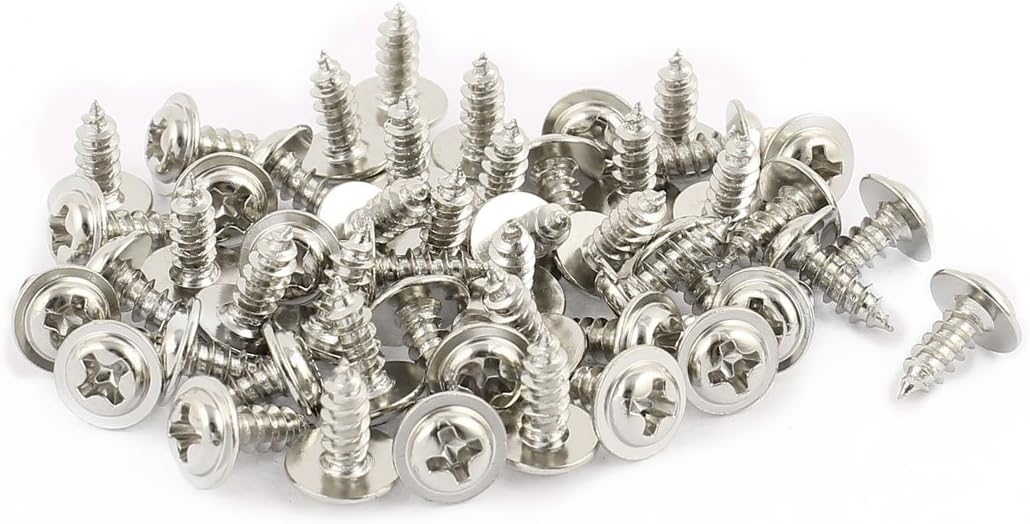 50pcs 3x8 Stainless Steel Phillips Head Self-Tapping Screw with Shoulder Washer