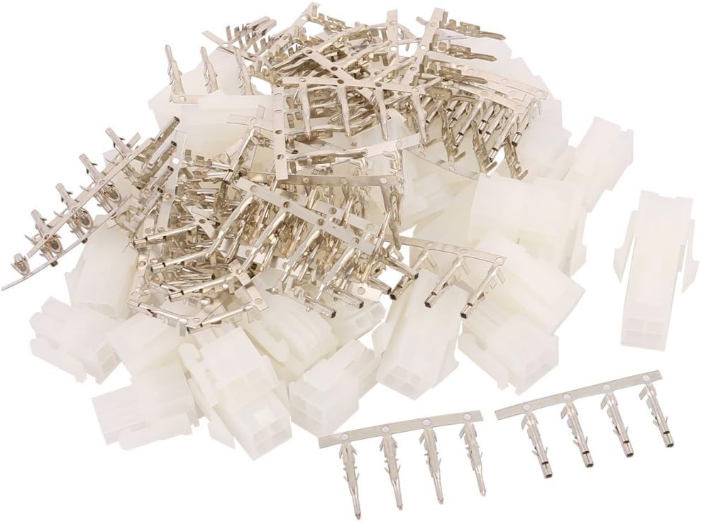 20 Pair White Plastic Dual 4 Pin Male + Female 4.2mm Pitch + 4 Pin Terminal PC PSU ATX Connector