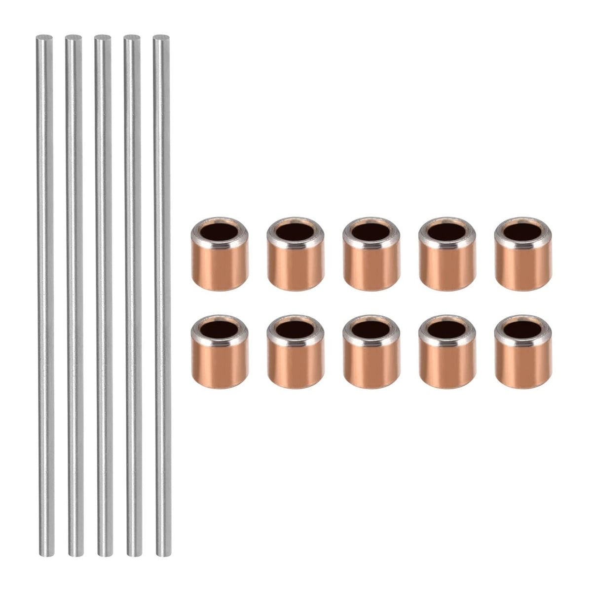 10pcs Bearing Sleeve 3mm x 5mm x 5mm Self-Lubricating & 5pcs Round Steel Rod 3mm High Speed Steel