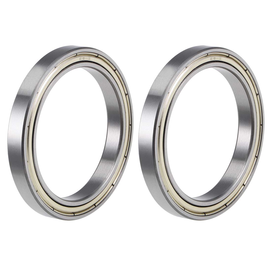 6811ZZ Deep Groove Ball Bearings 55mm Inner Dia 72mm OD 9mm Bore Double Shielded Chrome Steel Z2 2pcs