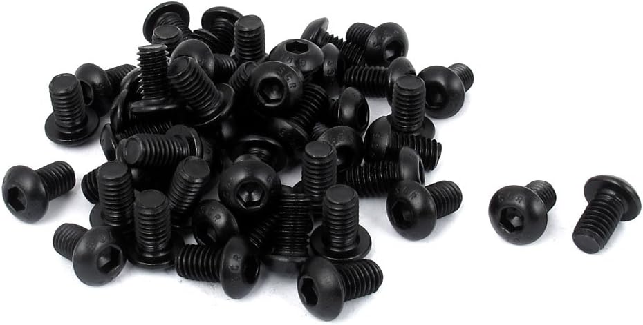 M6x10mm Button Head Hex Socket Cap Screw Bolt Black 50pcs
