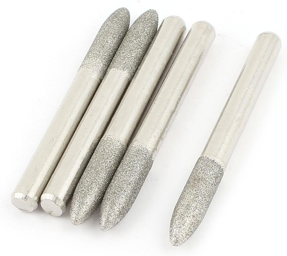 5 Pcs 6mm Dia Shank Grinding Bit Diamond Mounted Point 60mm Length