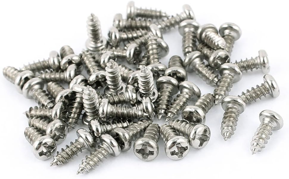 50pcs M3 X 8mm Stainless Steel Cross Pan Head Self Tapping Screws Bolts