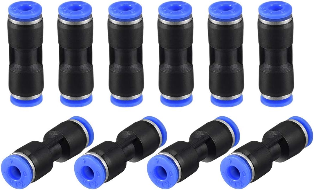 Plastic Straight Union Push to Connect Tube Fitting 4mm OD Push Fit Lock Blue 10pcs