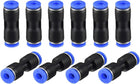 Plastic Straight Union Push to Connect Tube Fitting 4mm OD Push Fit Lock Blue 10pcs