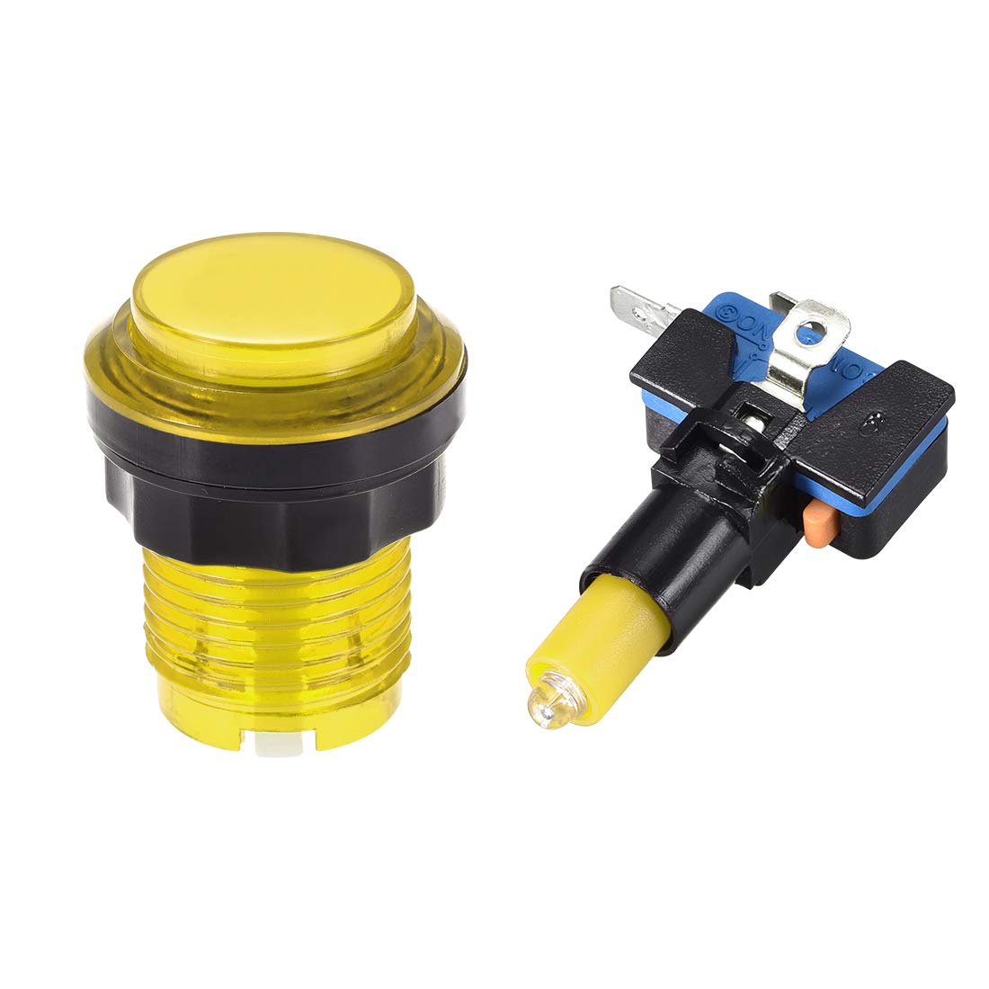 Game Push Button 33.5mm Round 12V LED Illuminated Push Button Switch with Micro Switch for Arcade Video Games Blue 6pcs