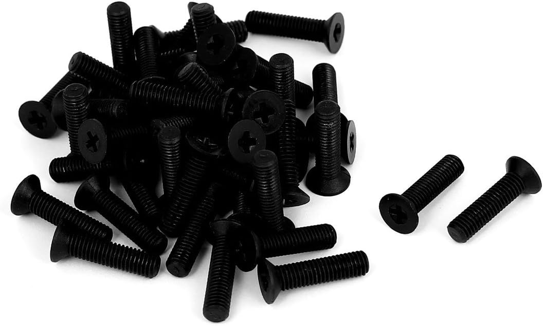 M5x20mm Phillips Nylon Countersunk Head Bolt Machine Screw Black 50Pcs