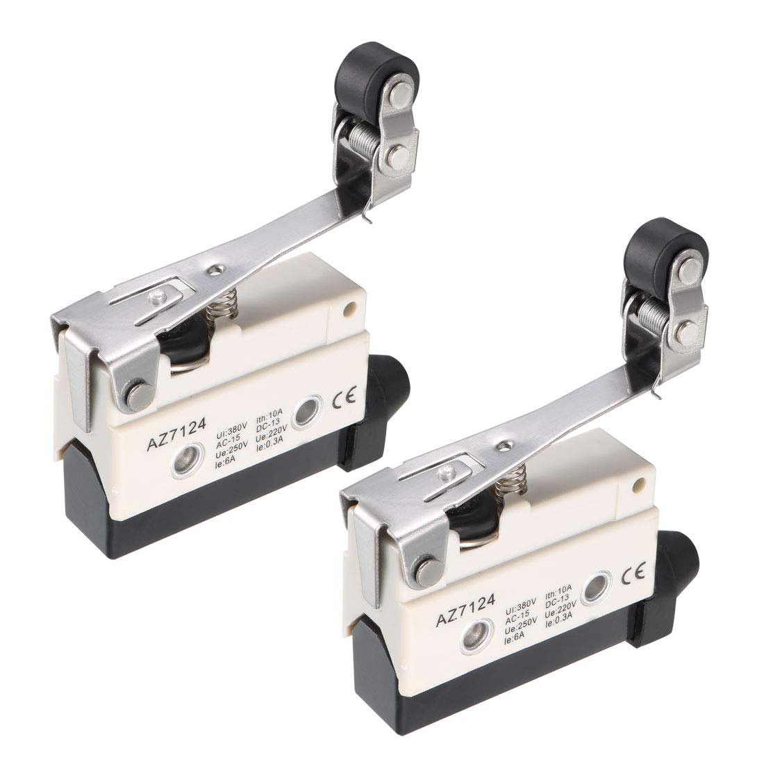2PCS AZ-7124 SPDT 1NO+1NC Long Hinge Roller Lever Type Momentary Micro Limit Switch