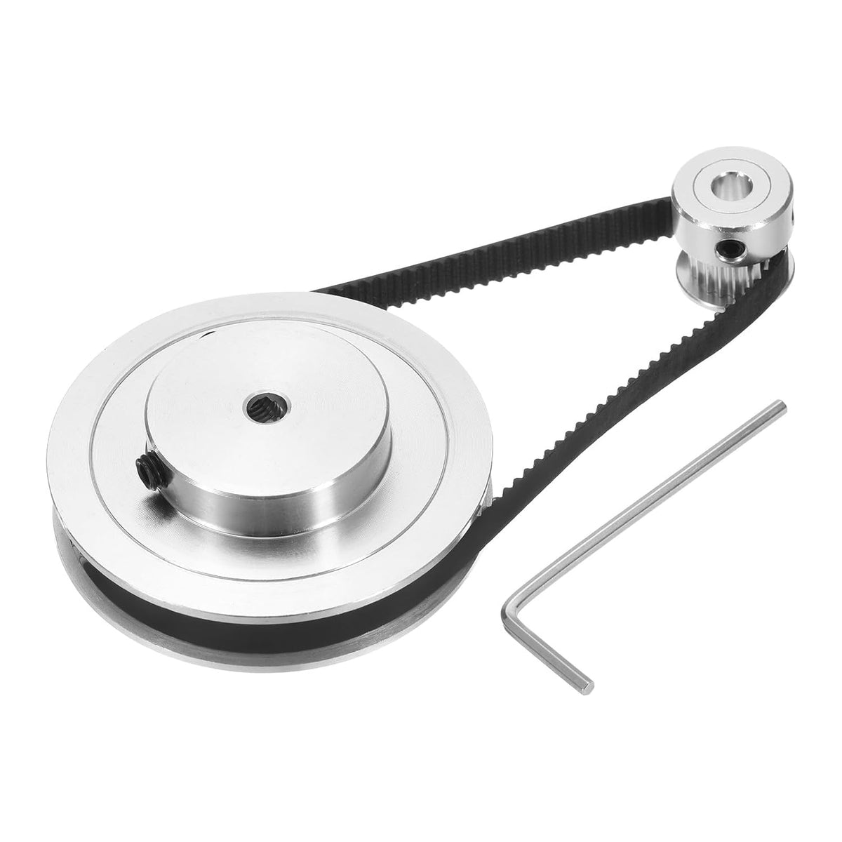 GT-2 Synchronous Wheel 20&80 Teeth 5mm Bore, Aluminum Alloy Timing Pulley Wheel with 1Pcs Length 250mm, Width 6mm Belt for 3D Printer, CNC Machine (20-80T-5B-6)