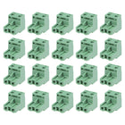 20Pcs AC300V 15A 7.62mm Pitch 2P Flat Angle Needle Seat Insert-in PCB Terminal Block Connector Green