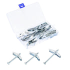 24Pcs Spring Toggle Bolt Anchors, 1/8" 3/16" 1/4" 3 Sizes Butterfly Anchors Male Thread Spring Loaded Hollow Wall Round Head Toggle Bolt