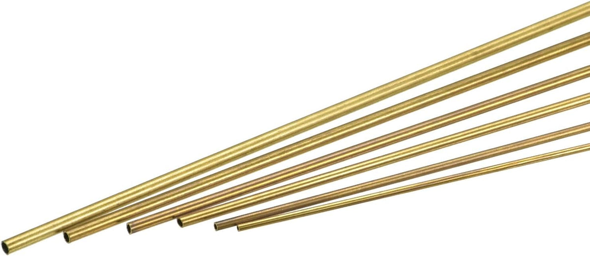 Brass Tube, 1mm 1.2mm 1.4mm 1.6mm 1.8mm 2mm OD x 0.2mm Wall Thickness 300mm Length Metal Tubing, Pack of 6