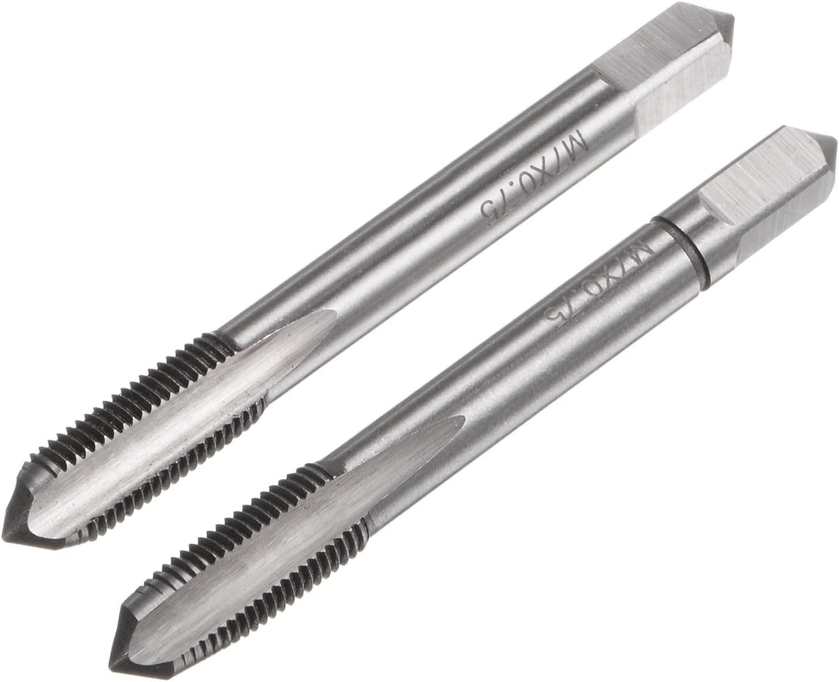 1 Pair Metric Hand Tap Set, M7 x 0.75 Taper/Bottom Thread Taps Alloy Tool Steel Screw Tap Kit Hand Threading Tapping Tools for Repair