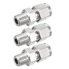 Stainless Steel Compression Tube Fitting 1/8NPT Male x 1/4 Tube OD 3pcs