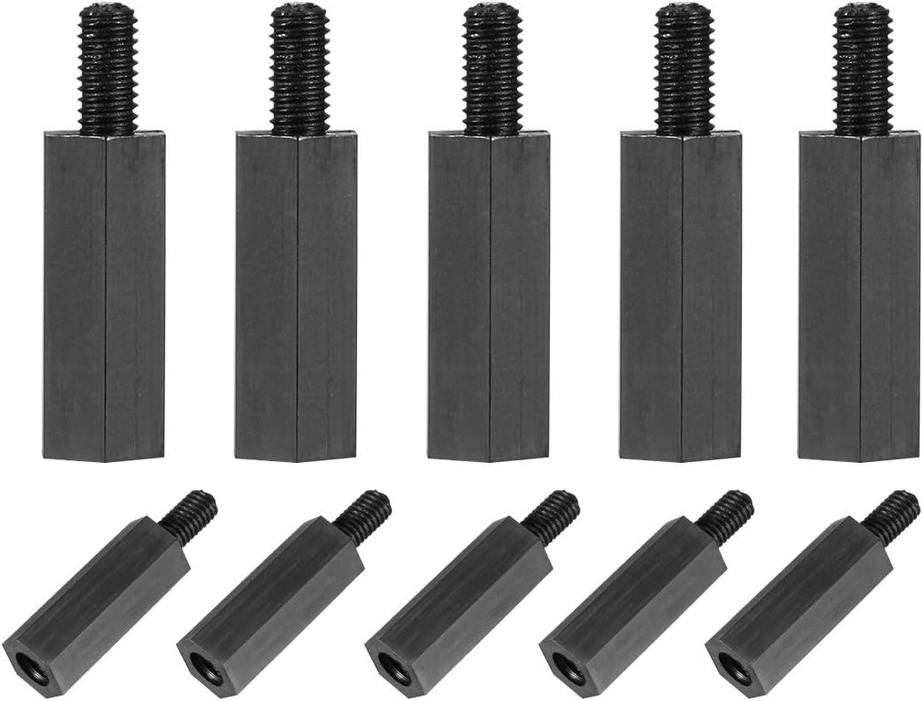 M3x15mm+6mm Male-Female Hex Nylon PCB Motherboard Spacer Standoff for FPV Drone Quadcopter, Computer & Circuit Board Black 50pcs