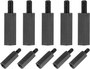 M3x15mm+6mm Male-Female Hex Nylon PCB Motherboard Spacer Standoff for FPV Drone Quadcopter, Computer & Circuit Board Black 50pcs